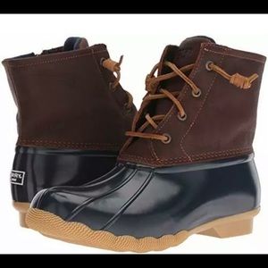 Sperry Womens Saltwater Boots Tan/Navy 12